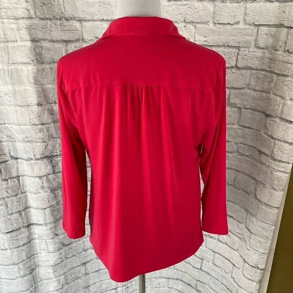 Premise women L quarter button collared blouse - Picture 8 of 10
